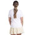 Puma Pique Accent Womens Golf Polo Shirt in White Glow - partial model - back view