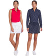 Puma Volition Dancing Stars Golf Skirt -2 models- front view in White Glow and Deep Navy