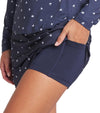 Puma Volition Dancing Stars Golf Skirt in Deep Navy - closeup of inner shorts with side pockets