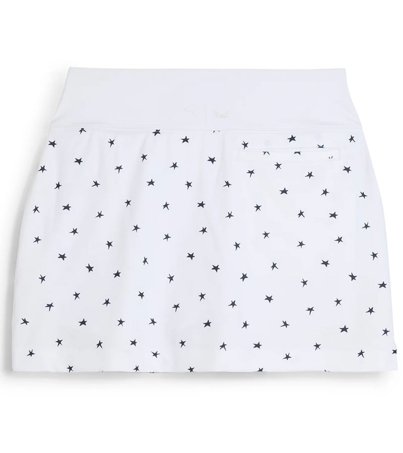 Puma Volition Dancing Stars Golf Skirt in White Glow- front view