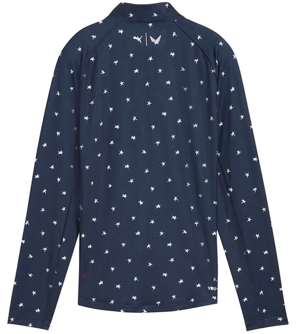 Puma Volition YouV Star Womens Golf Quarter Zip in Deep Navy - back