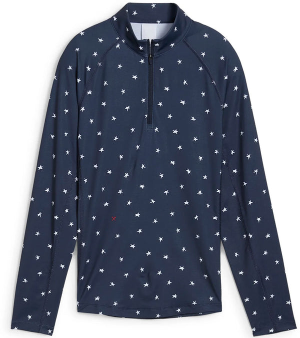 Puma Volition YouV Star Womens Golf Quarter Zip in Deep Navy -front