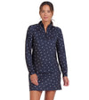 Puma Volition YouV Star Womens Golf Quarter Zip in Deep Navy - partial model in front view