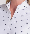 Puma Volition YouV Star Womens Golf Quarter Zip in White Glow- closeup of zipper