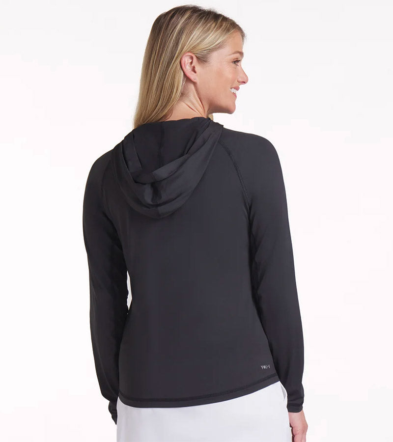Puma YouV Brrr Women’s Golf Hoodie in Puma Black-partial model back view