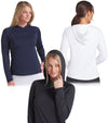 Puma YouV Brrr Womens Golf Hoodie - 3 models- in 3 colors: Puma Black front view, Warm White back view, Deep Navy front view