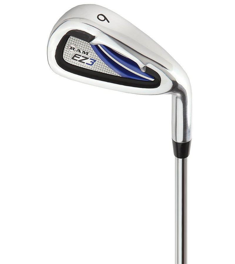 Ram Golf SDX Mens Golf Clubs Set - #6 iron in sliver with in black & blue details/accents