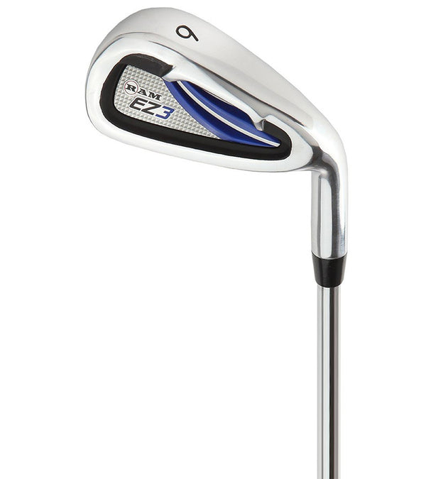 Ram Golf SDX Mens Golf Clubs Set - #6 iron in sliver with in black & blue details/accents