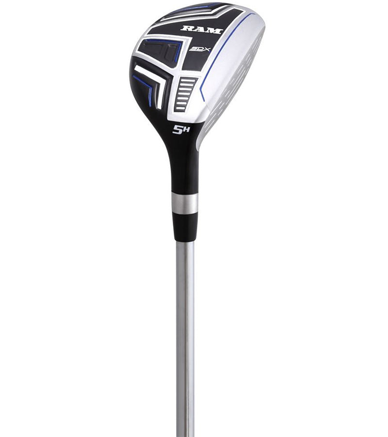 Ram Golf SDX Mens Golf Clubs Set - #5 Hybrid in black with blue & white details/accents