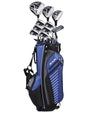 Ram Golf SDX Mens Golf Clubs Set - stand bag with 10 clubs in black with blue & white details / accents