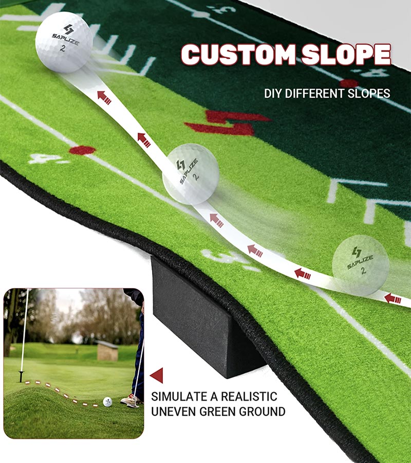 Saplize Two Speed Golf Putting Mat - explaining custom slope