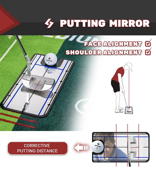 Saplize Two Speed Golf Putting Mat - explaining the putting mirror