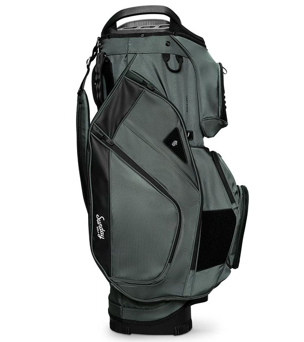 Sunday Golf The Big Rig Golf Cart Bag in Midnight Green– deep greenish base with black accent details -  side view