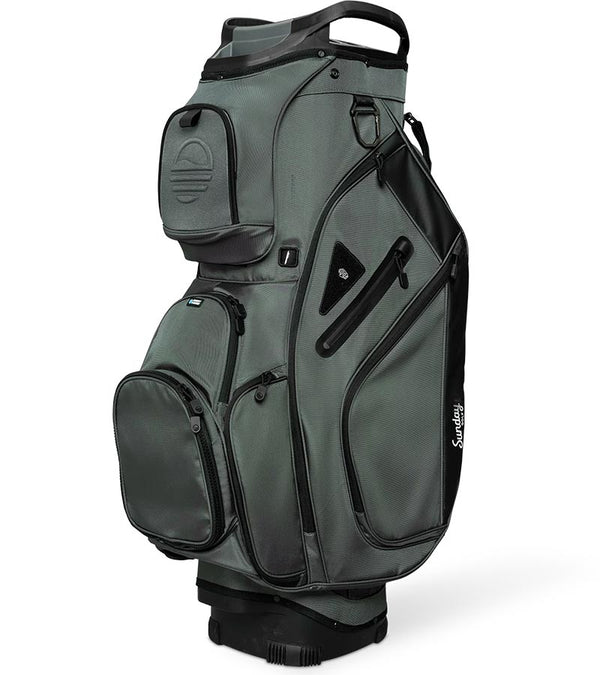 Sunday Golf The Big Rig Golf Cart Bag in Midnight Green– Deep greenish base with black accent details - left side and front