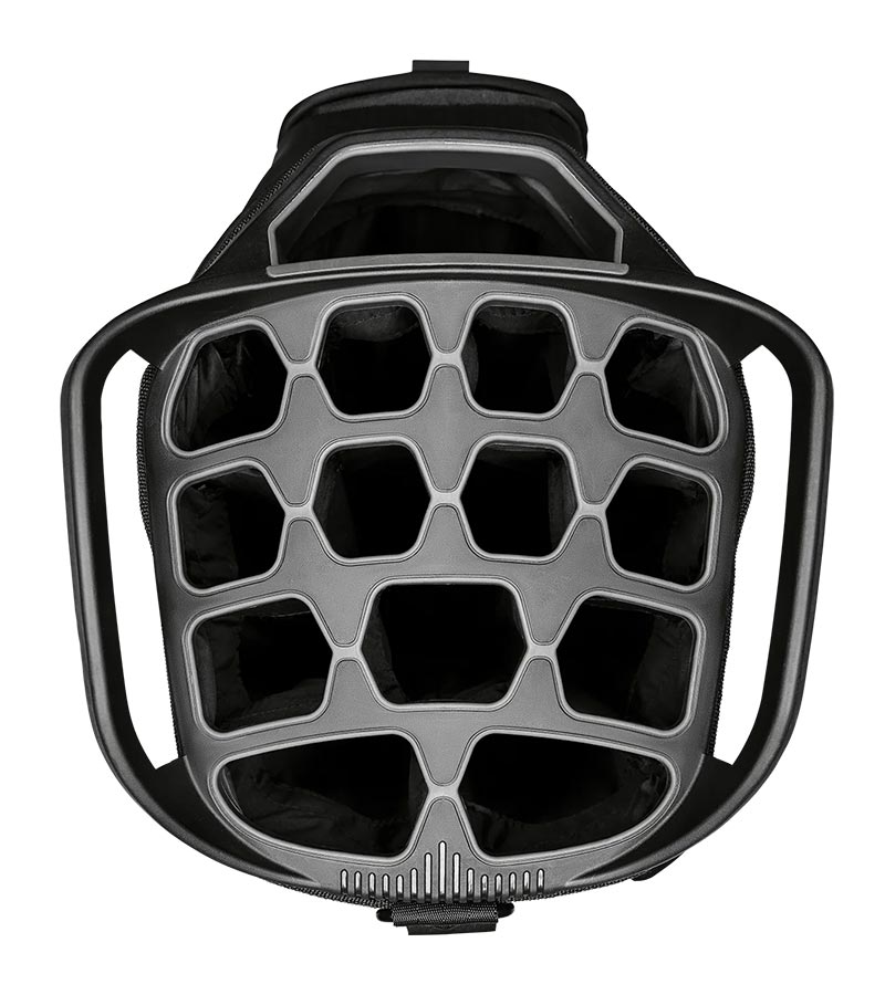 Sunday Golf The Big Rig Golf Cart Bag in Midnight Green– deep greenish base with black accent details - view of  top 14 way club divider