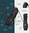 The Sunday Golf El Camino mid-size Stand Golf Bag in Matte Black - showing all details.