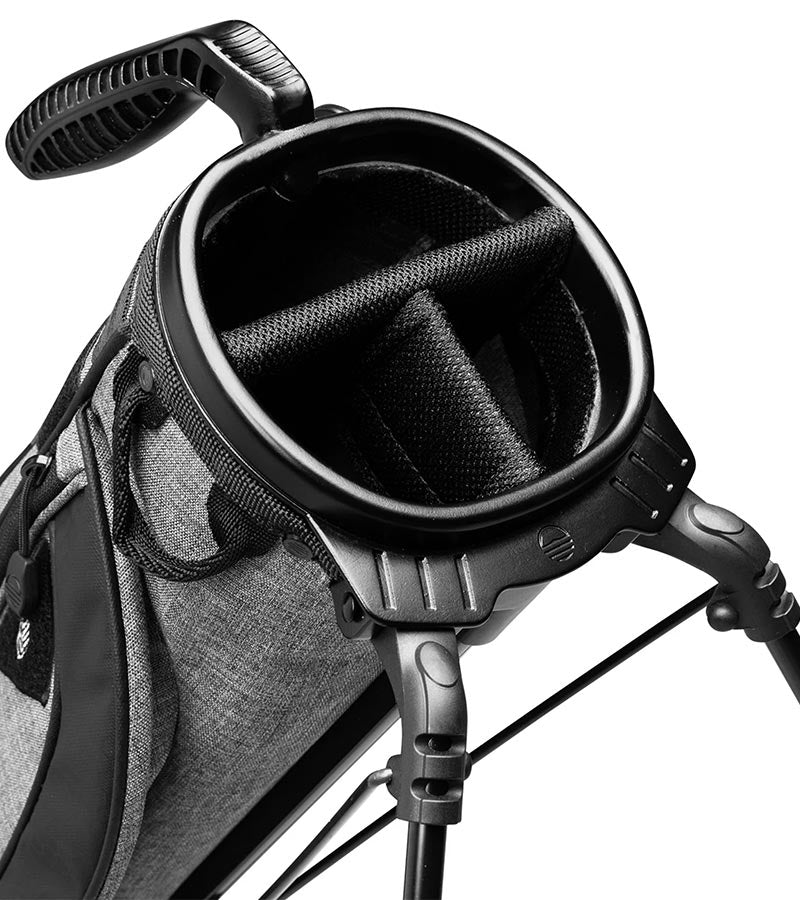 The Sunday Golf Loma XL Carry Bag in Heather Gray - closeup of 3-way top divider - fits up to 8 clubs