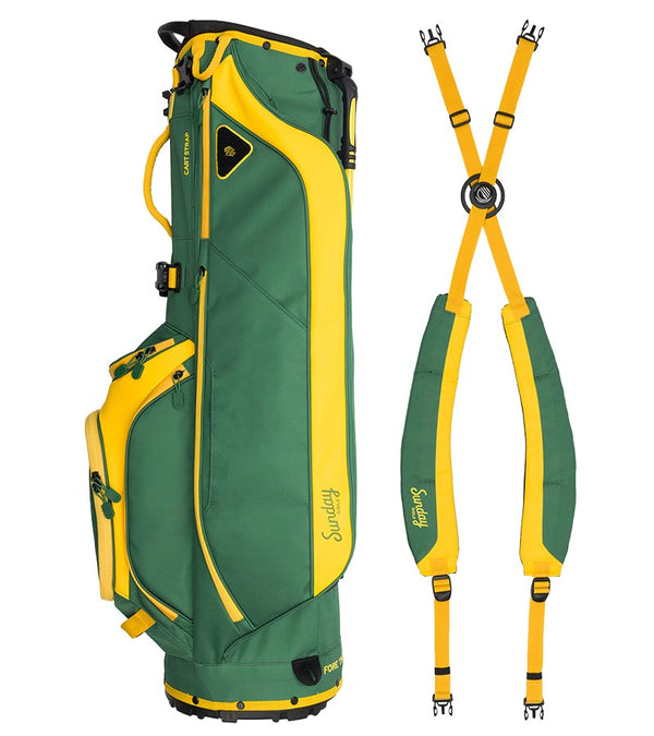 Sunday Golf Ryder Full Size Stand Golf Bag in Augusta (green with yellow accents) with a backpack-style double strap system