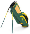 Sunday Golf Ryder Full Size Stand Golf Bag in Augusta (green with yellow accents) with legs extended - side view
