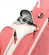 Sunday Golf Ryder Full Size Stand Golf Bag in Coral – close up of Insulated 4 Can Frosty Pocket