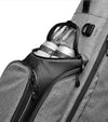Sunday Golf Ryder Full Size Stand Golf Bag in Heather Gray with black accents – close up of Insulated 4 Can Frosty Pocket