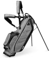 Sunday Golf Ryder Full Size Stand Golf Bag in Heather Gray with black accents- legs extended and a backpack-style double strap system