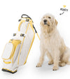 Sunday Golf Ryder Full Size Stand Golf Bag in Mindy Yellow with Mindy, a shaggy dog