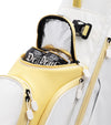 Sunday Golf Ryder Full Size Stand Golf Bag in Mindy Yellow -close up of Insulated 4 Can Frosty Pocket