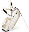 Sunday Golf Ryder Full Size Stand Golf Bag in Toasted Almond with legs extended and a backpack-style double strap system