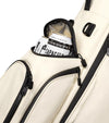 Sunday Golf Ryder S-Class Full Size Stand Golf Bag in Cream Vegan Leather – close up of Insulated 4 Can Frosty Pocket