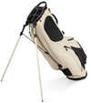 Sunday Golf Ryder S-Class Full Size Stand Golf Bag in Cream Vegan Leather with legs extended - side view