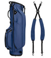 Sunday Golf Ryder S-Class Full Size Stand Golf Bag in Navy Vegan Leather with a backpack-style double strap system