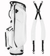 Sunday Golf Ryder S-Class Full Size Stand Golf Bag in White Vegan Leather with a backpack-style double strap system