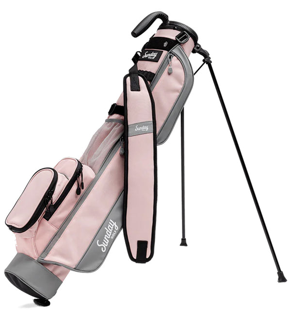 Sunday Golf The Loma Par 3 Golf Bag  with legs extended in  Flamingo