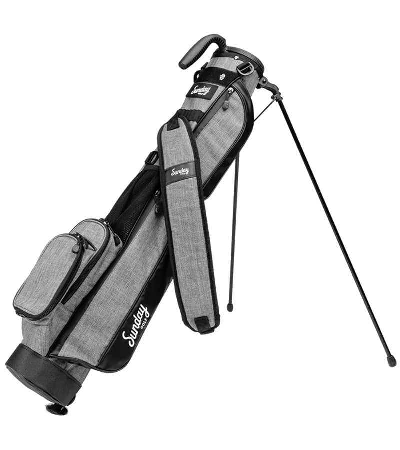 Sunday Golf The Loma Par 3 Golf Bag with legs extended in Heather Gray