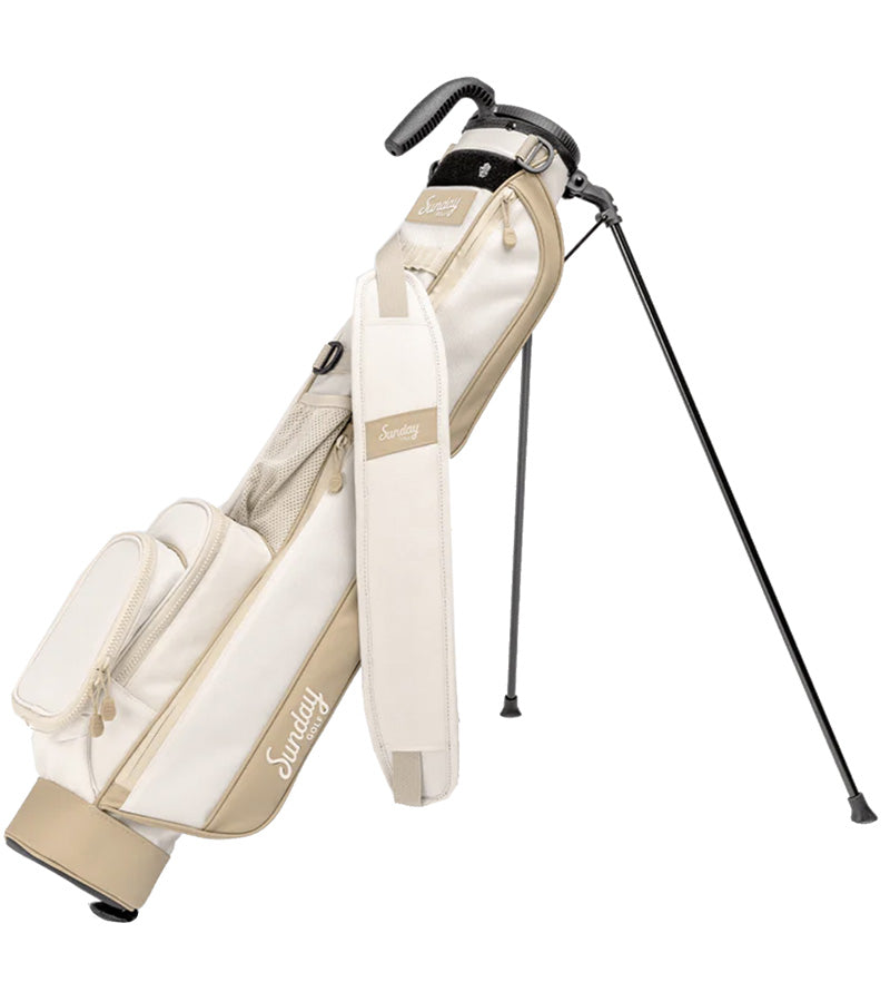 Sunday Golf The Loma Par 3 Golf Bag legs extended in Toasted Almond