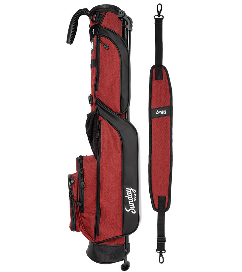 Sunday Golf The Loma Par 3 Golf Bag with carrying strap in Ron Burgundy