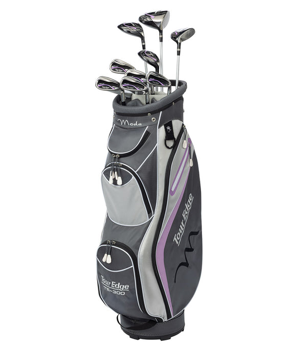 Tour EdgeTE-300 Moda Women's Complete Set in Silver/Lilac - cart bag with 10 clubs