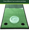 TrueBirdie Indoor Putting Green and Golf Mat 10ft- close up of silicone golf cup placement on the mat
