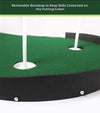 TrueBirdie XL Indoor Professional Putting Mat - closeup of the base of the putting flags with removable backdrop