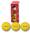 Packaging with 3 yellow balls for the Volvik Vimax Golf Balls Disney Mickey Mouse 3 Ball Pack