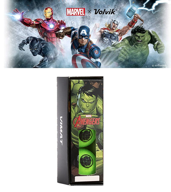 Volvik Avengers Vimax Golf Balls 3 ball set packaging for The Hulk (green)