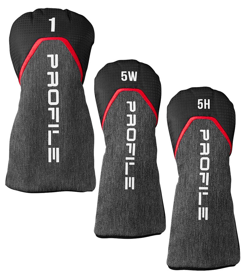 Wilson Profile Senior Mens Complete Golf Set in black with red & silver accents- 3 head covers for Driver, #5 Wood and #5 Hybrid