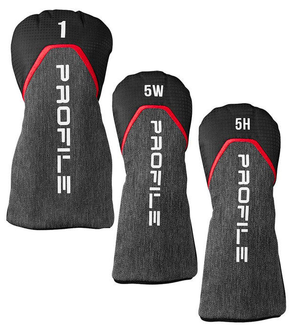 Wilson Profile Senior Mens Complete Golf Set in black with red & silver accents- 3 head covers for Driver, #5 Wood and #5 Hybrid