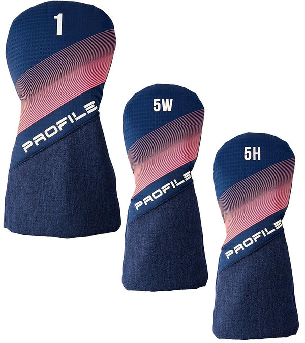 Wilson Profile Women's Complete Golf Set- 3 Head covers in Navy / Rose Gold / Silver for Driver, 5W and 5H