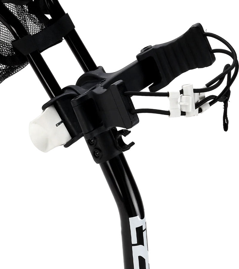World of Golf EZ-FOLD 4-Wheel Golf Push Cart detail of bag straps and holder