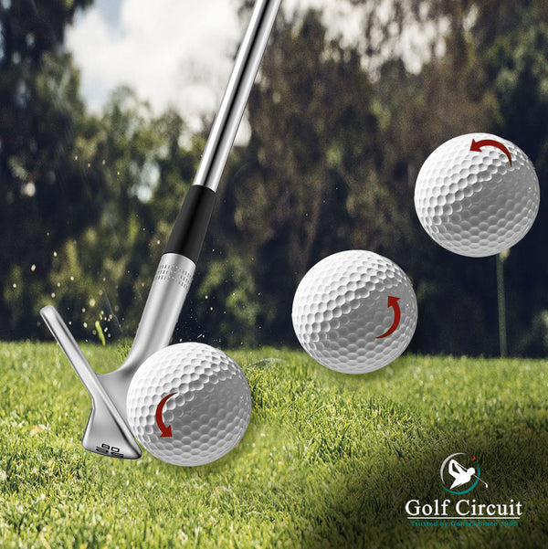 Golf club hitting ball with 3 images of balls in the air