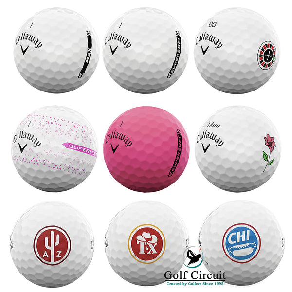 9 different design styles for Callaway Supersoft Golf Balls