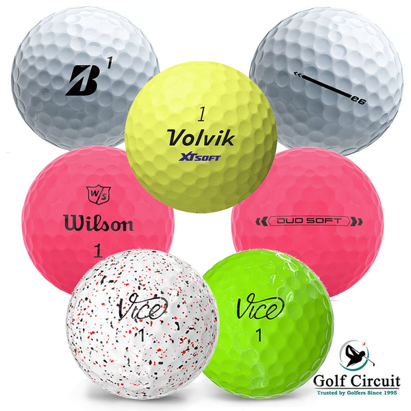 6 different golf ball brands showing 7 balls