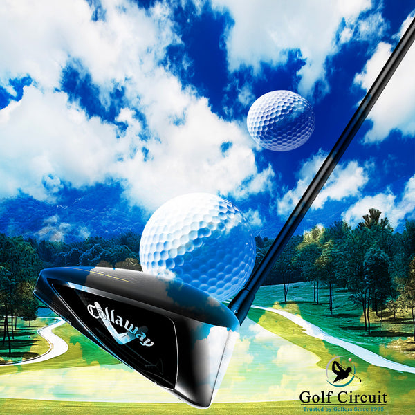 Driver hitting golf balls with course and blue cloudy sky- concept How to hit drives farther